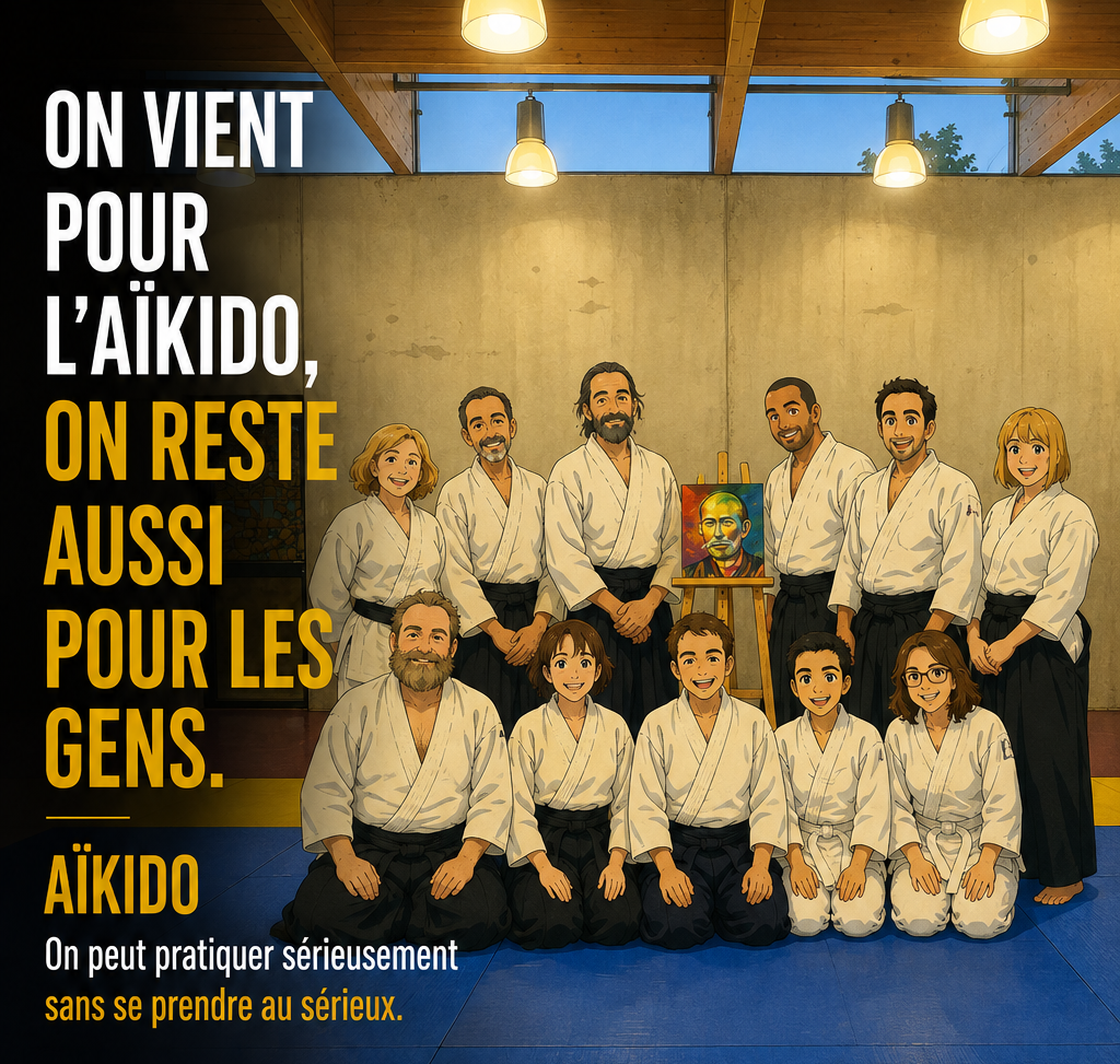 Affiche AIKIDOJO : on vient pour l’aïkido, on reste aussi pour les gens